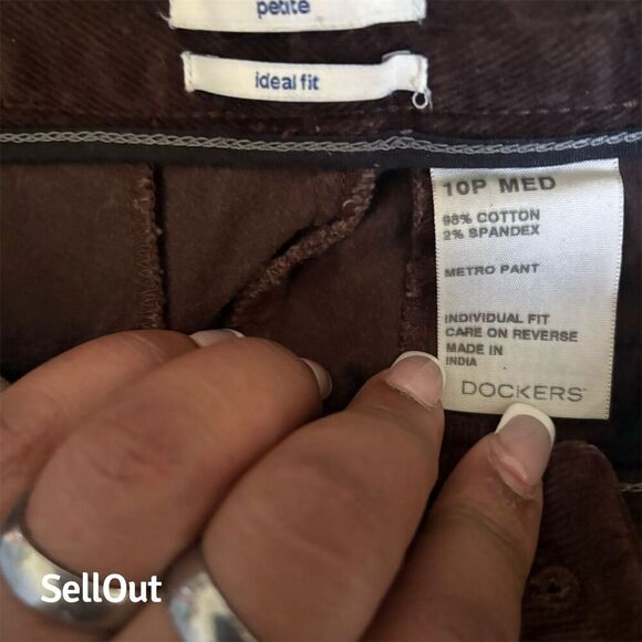 Dockers Women's Corduroy Dress Pants Brown Size 10 Petites - Picture 4 of 6